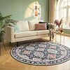 Rond vintage vloerkleed - Imagine Oriental Blauw - thumbnail