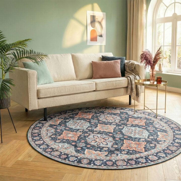 Rond vintage vloerkleed - Imagine Oriental Blauw