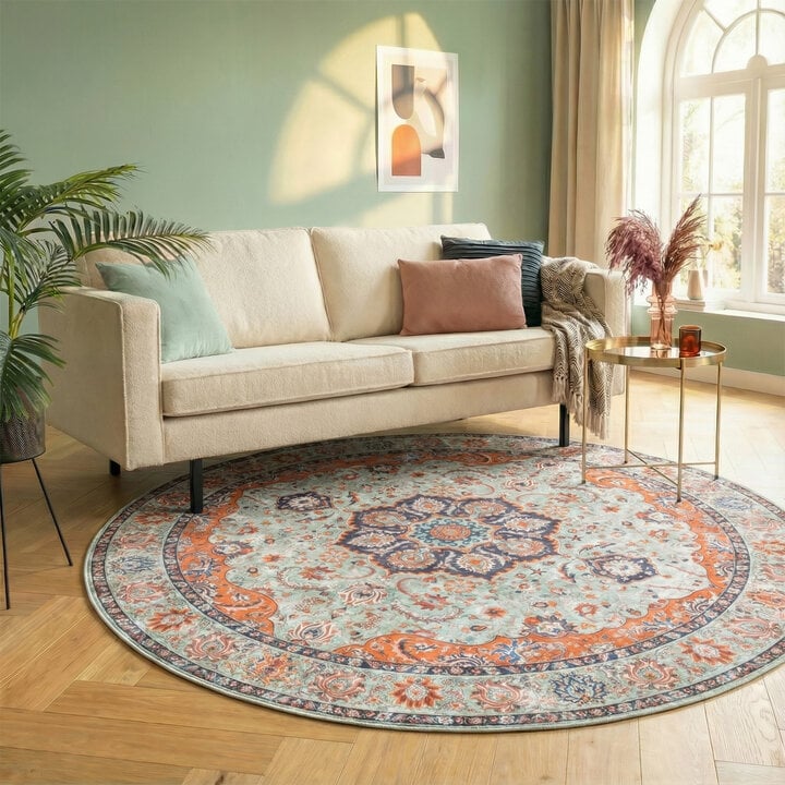 Rond vintage vloerkleed - Imagine Medaillon Groen