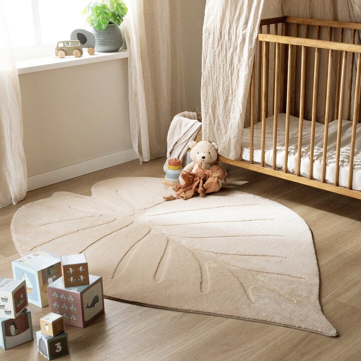 Wasbaar kindervloerkleed - Coco Blad Beige