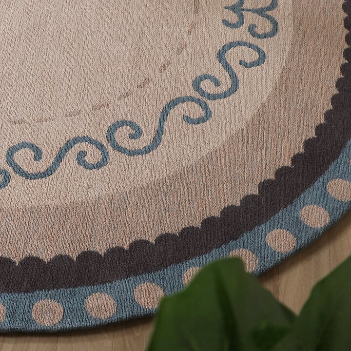 Rond katoenen vloerkleed - Nola Border Blauw - 2