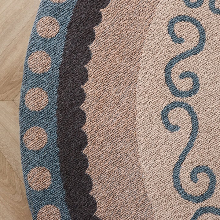 Rond katoenen vloerkleed - Nola Border Blauw - 4