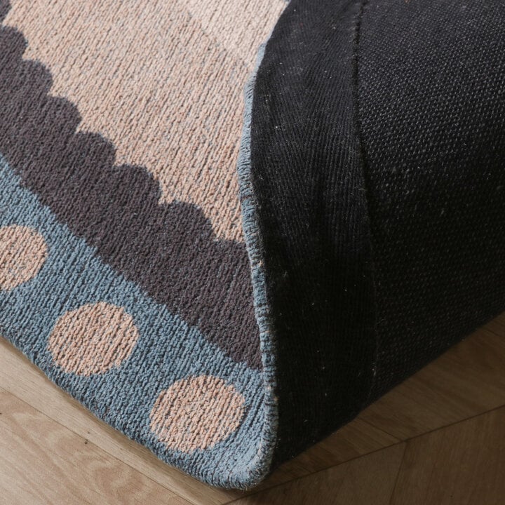 Rond katoenen vloerkleed - Nola Border Blauw - 6