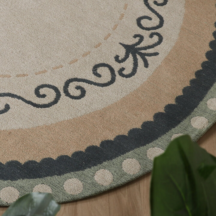 Rond katoenen vloerkleed - Nola Border Groen - 2