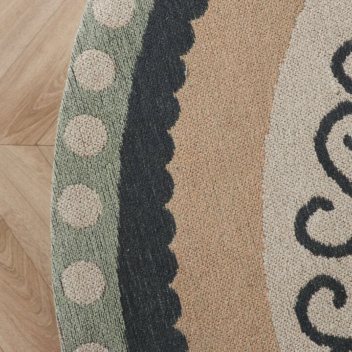 Rond katoenen vloerkleed - Nola Border Groen - 4