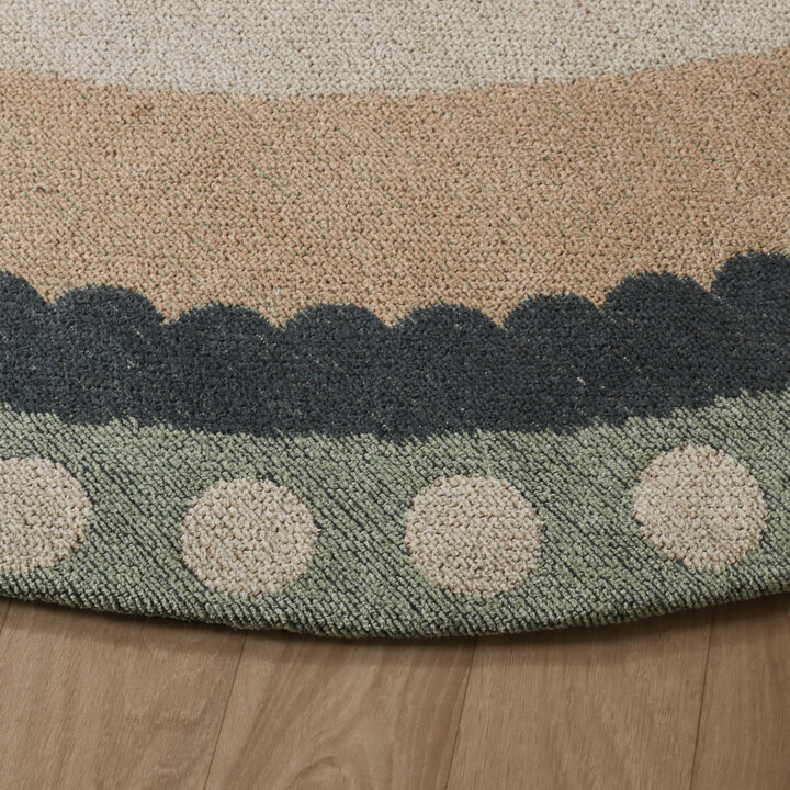 Rond katoenen vloerkleed - Nola Border Groen - 5