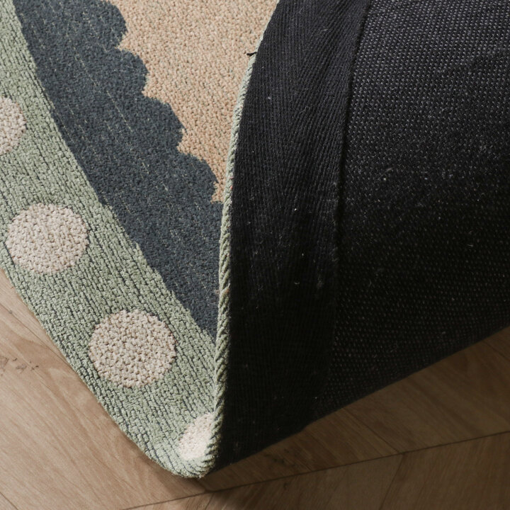 Rond katoenen vloerkleed - Nola Border Groen - 6