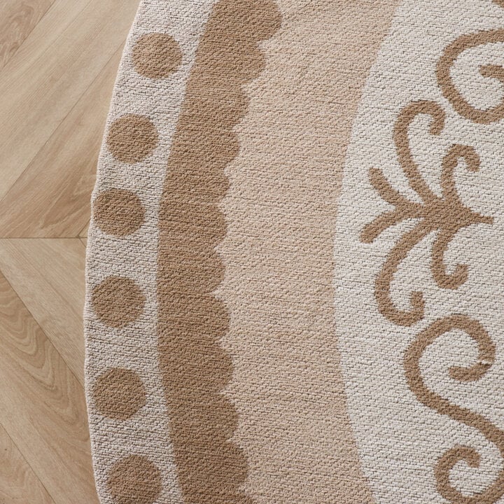 Rond katoenen vloerkleed - Nola Border Creme - 4