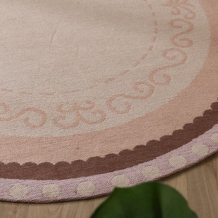 Rond katoenen vloerkleed - Nola Border Beige - 2