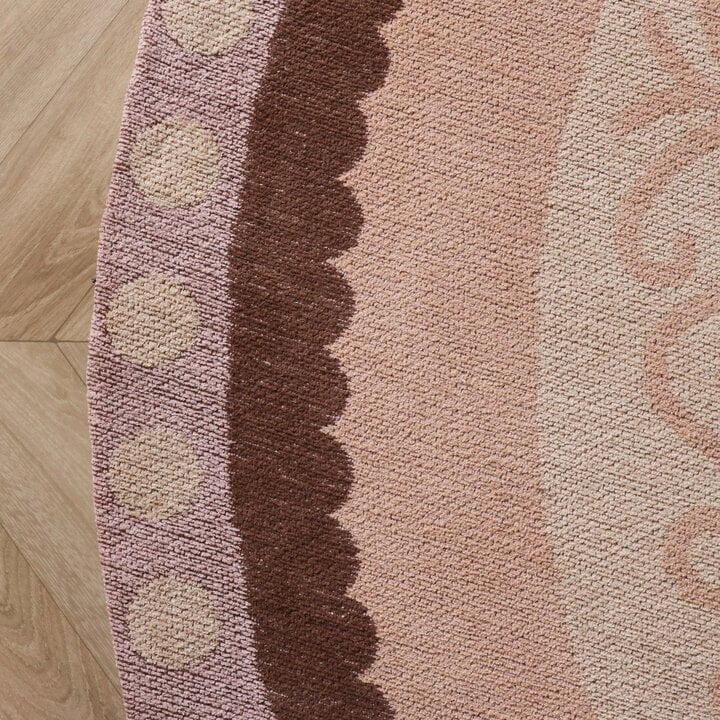 Rond katoenen vloerkleed - Nola Border Beige - 4