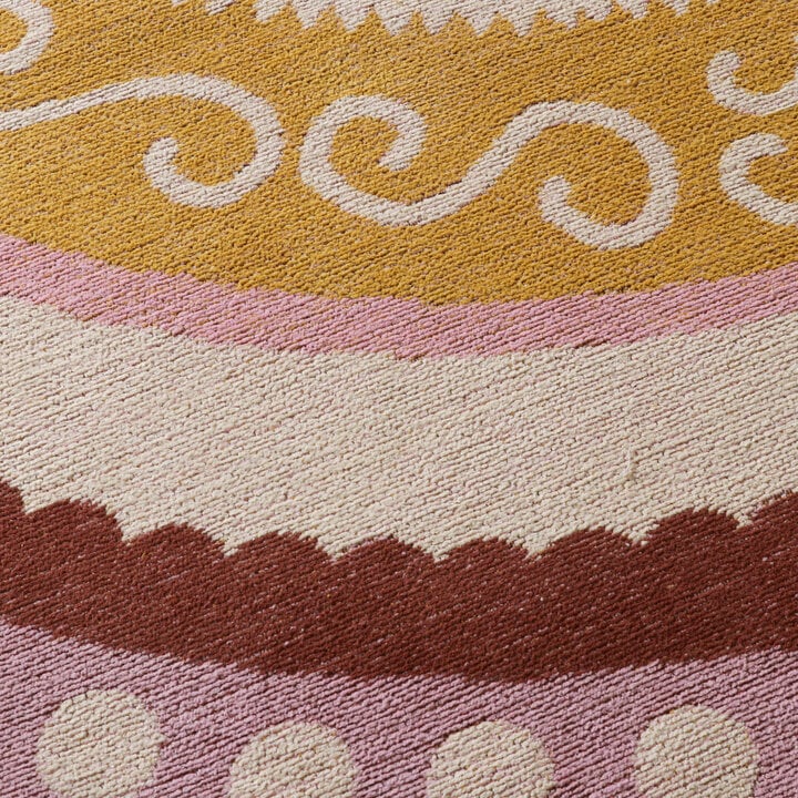 Rond katoenen vloerkleed - Nola Border Roze - 3