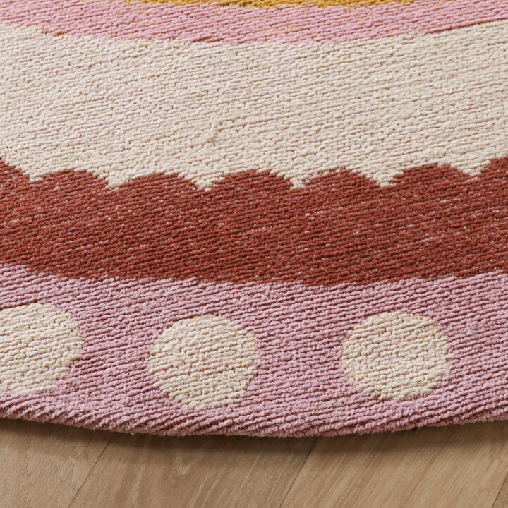 Rond katoenen vloerkleed - Nola Border Roze - 5