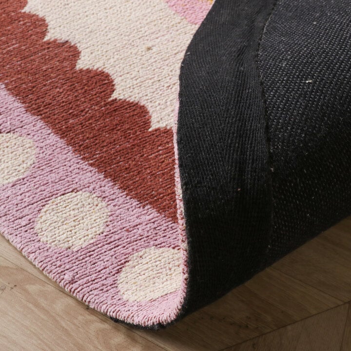 Rond katoenen vloerkleed - Nola Border Roze - 6