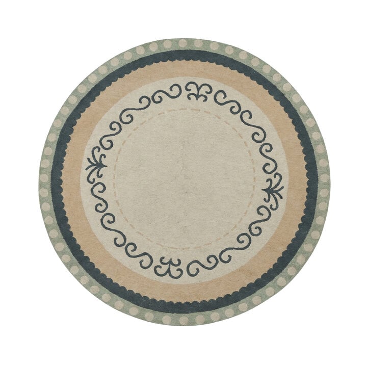 Rond katoenen vloerkleed - Nola Border Groen - 1