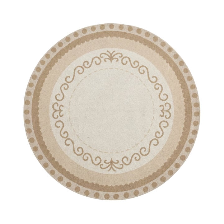 Rond katoenen vloerkleed - Nola Border Creme - 1