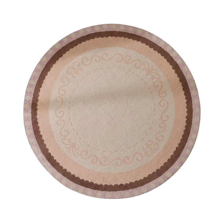 Rond katoenen vloerkleed - Nola Border Beige - 1