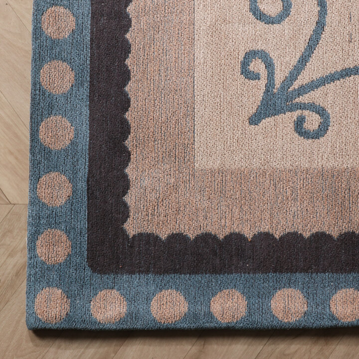 Katoenen vloerkleed - Nola Border Blauw - 4