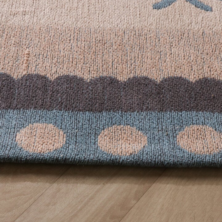 Katoenen vloerkleed - Nola Border Blauw - 5