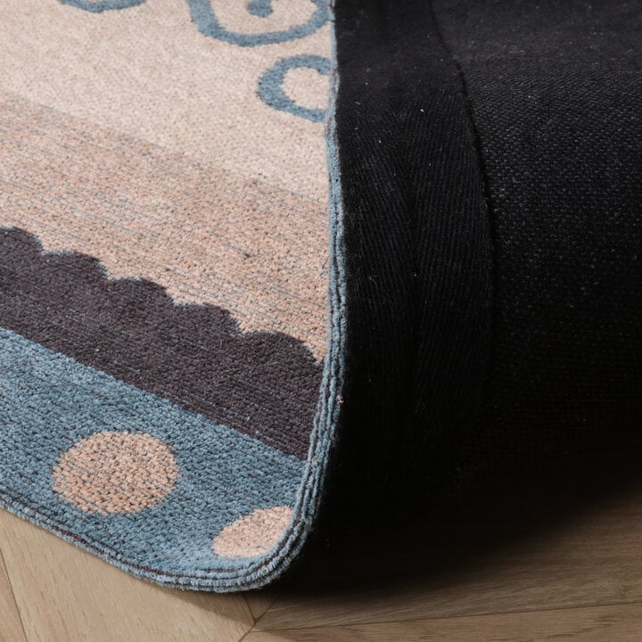 Katoenen vloerkleed - Nola Border Blauw - 6