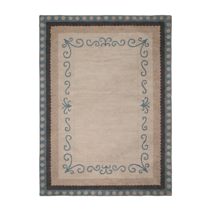 Katoenen vloerkleed - Nola Border Blauw - 1