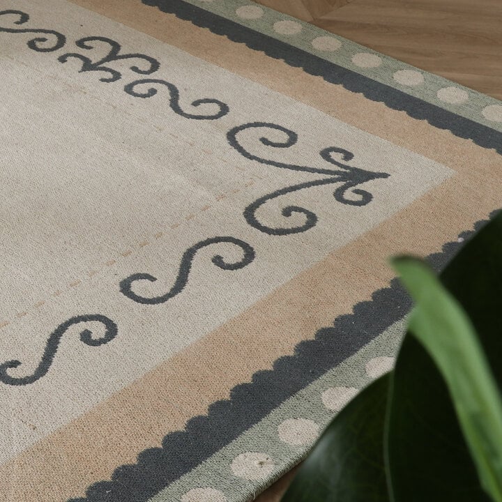 Katoenen vloerkleed - Nola Border Groen - 2