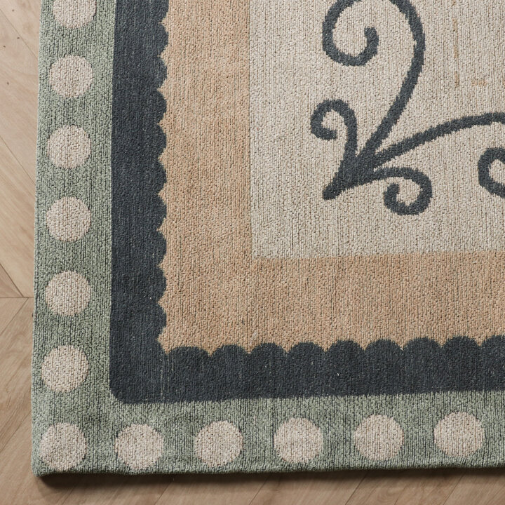 Katoenen vloerkleed - Nola Border Groen - 4