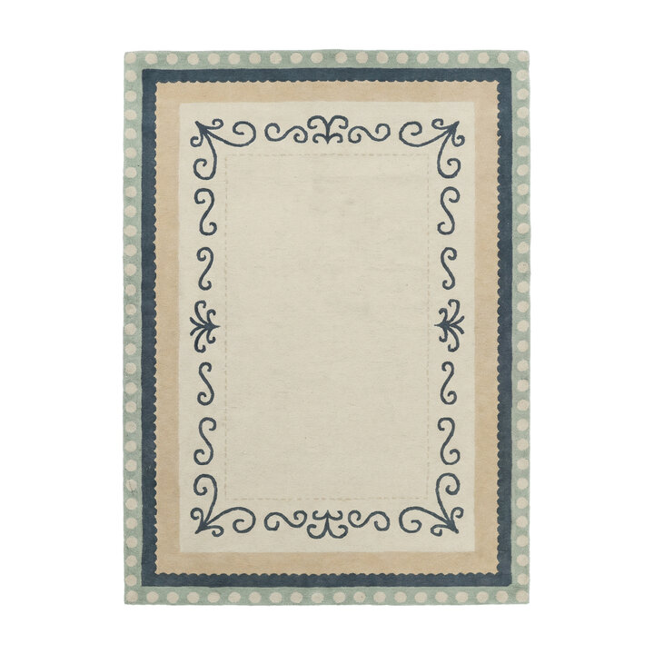 Katoenen vloerkleed - Nola Border Groen - 1