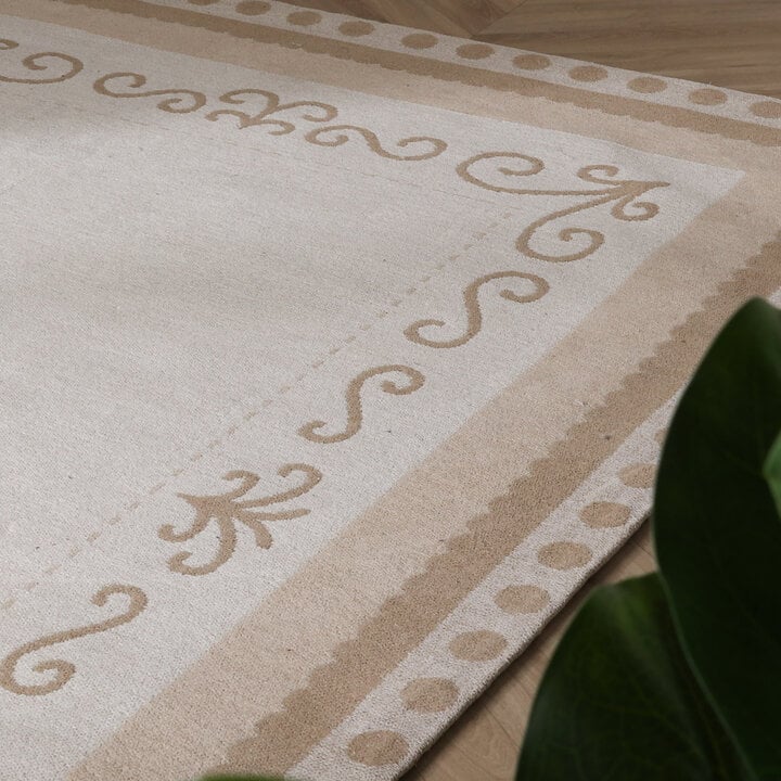 Katoenen vloerkleed - Nola Border Creme - 2