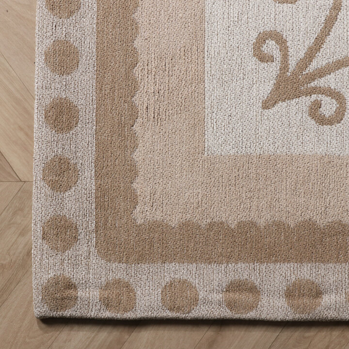 Katoenen vloerkleed - Nola Border Creme - 4