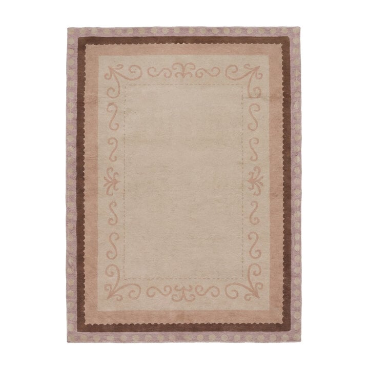 Katoenen vloerkleed - Nola Border Beige - 1