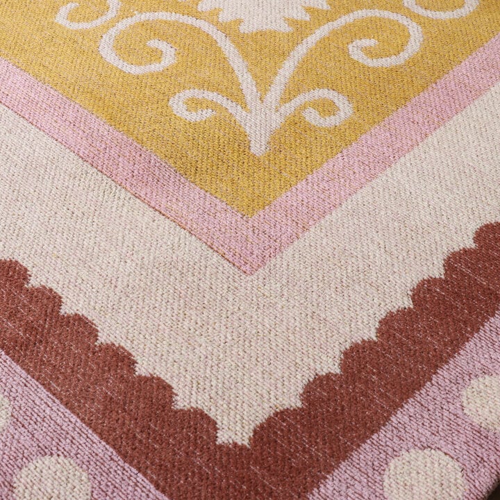 Katoenen vloerkleed - Nola Border Roze - 3