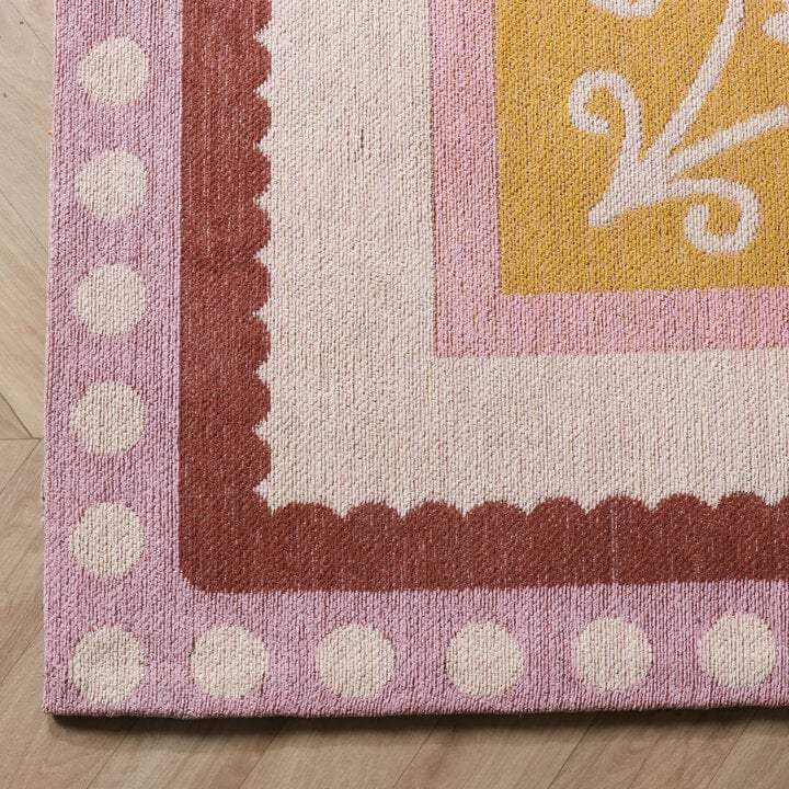 Katoenen vloerkleed - Nola Border Roze - 4