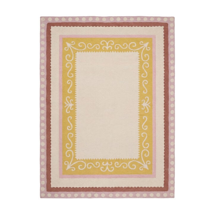 Katoenen vloerkleed - Nola Border Roze - 1