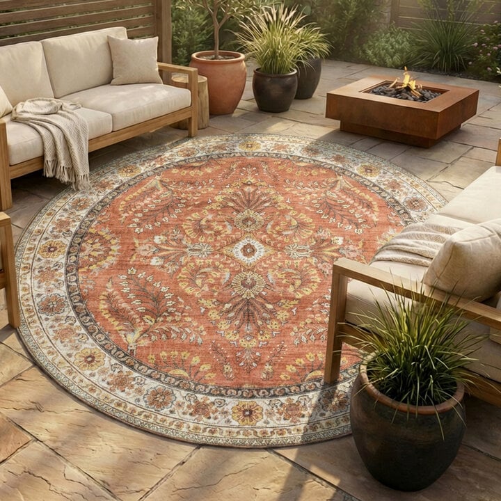 Rond vintage buitenkleed - Santo Flora Terra