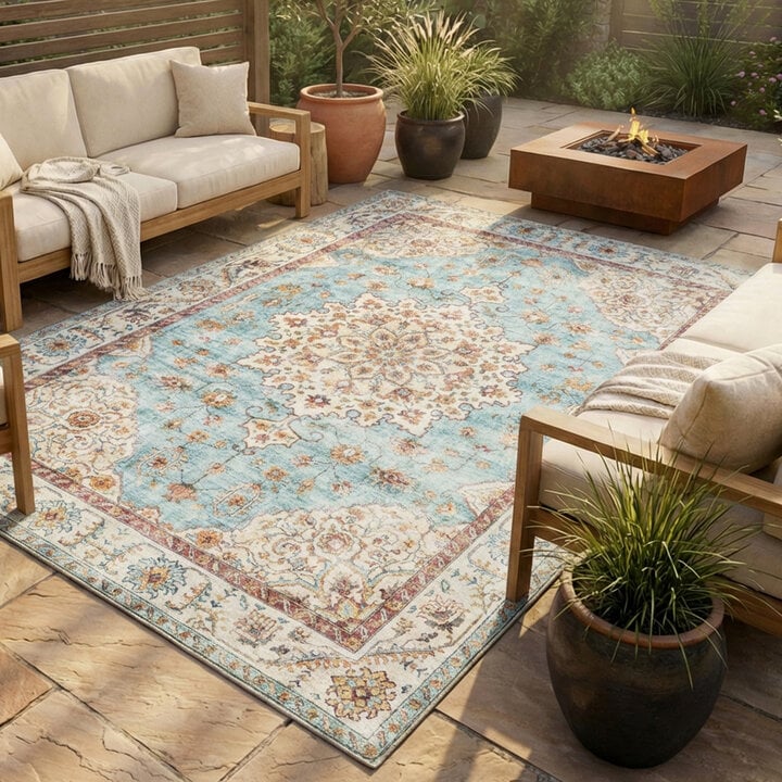 Vintage buitenkleed - Santo Medaillon Lichtblauw