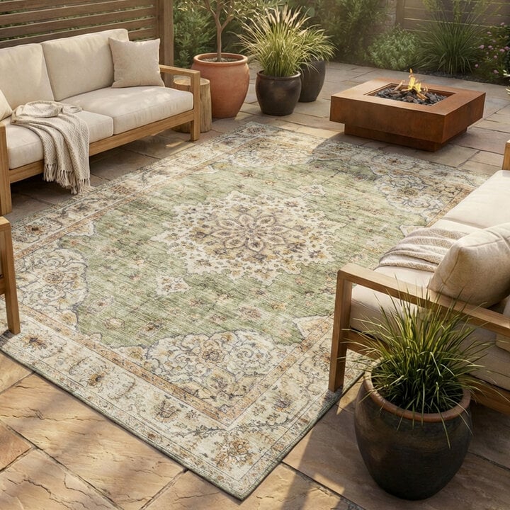 Vintage buitenkleed - Santo Medaillon Groen