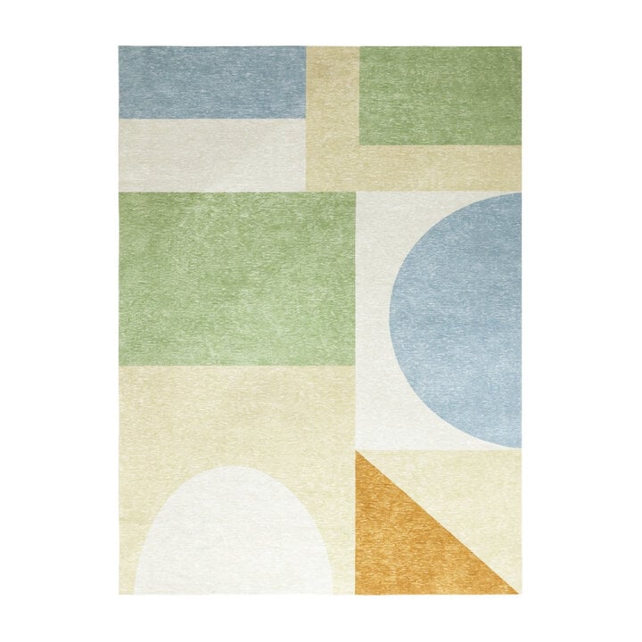 Geometrisch vloerkleed - Swing Shapes Blauw/Groen - 1