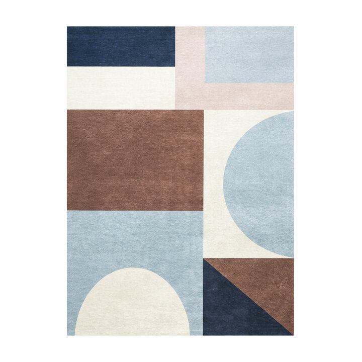 Geometrisch vloerkleed - Swing Shapes Blauw/Bruin - 1