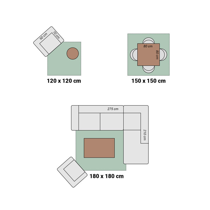 Vierkant laagpolig vloerkleed - Cozy Creme - 7