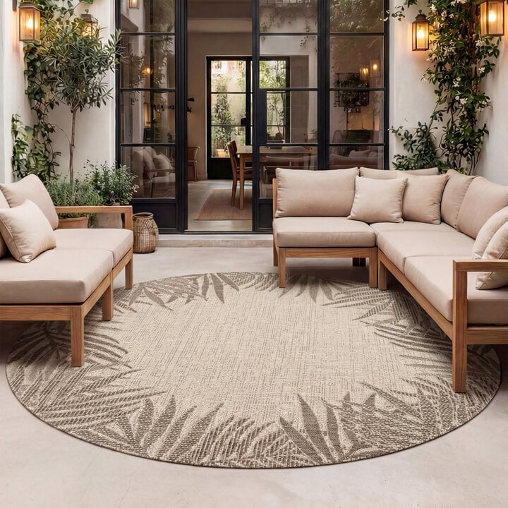 Rond buiten vloerkleed - Tiga Edge Taupe 