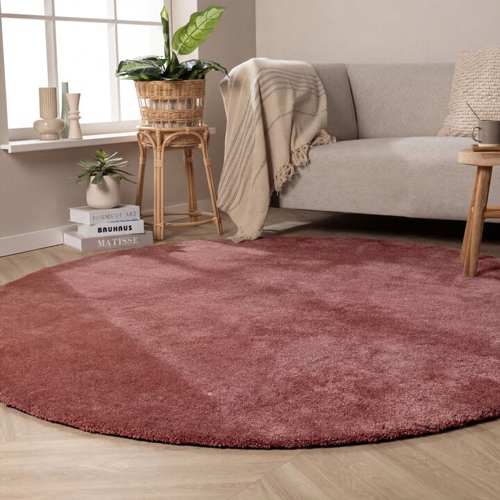 Rond wasbaar vloerkleed - Clean Roze