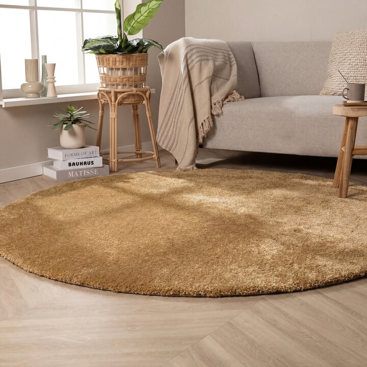 Rond wasbaar vloerkleed - Clean Goud