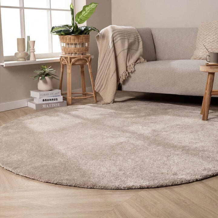 Rond wasbaar vloerkleed - Clean Creme