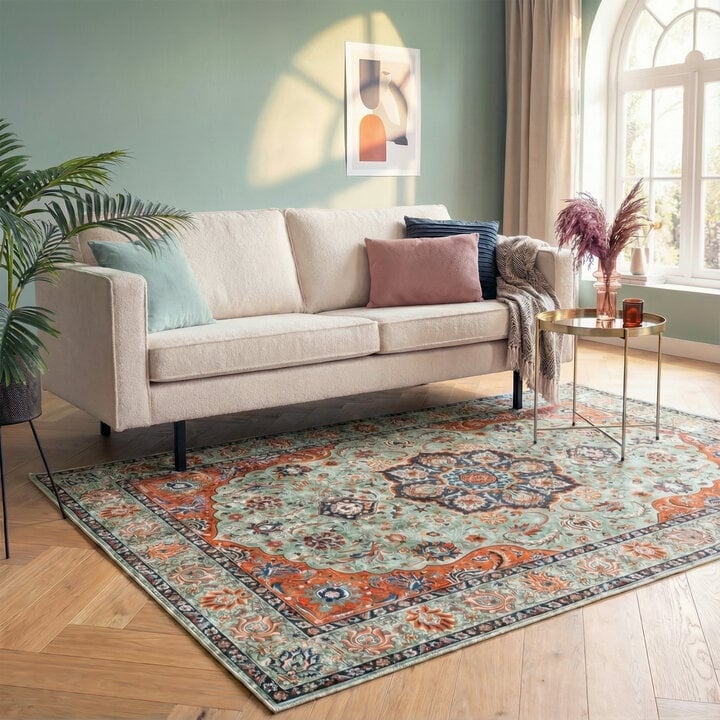 Vintage vloerkleed - Imagine Medaillon Groen