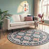 Rond vintage vloerkleed - Imagine Oriental Blauw - thumbnail