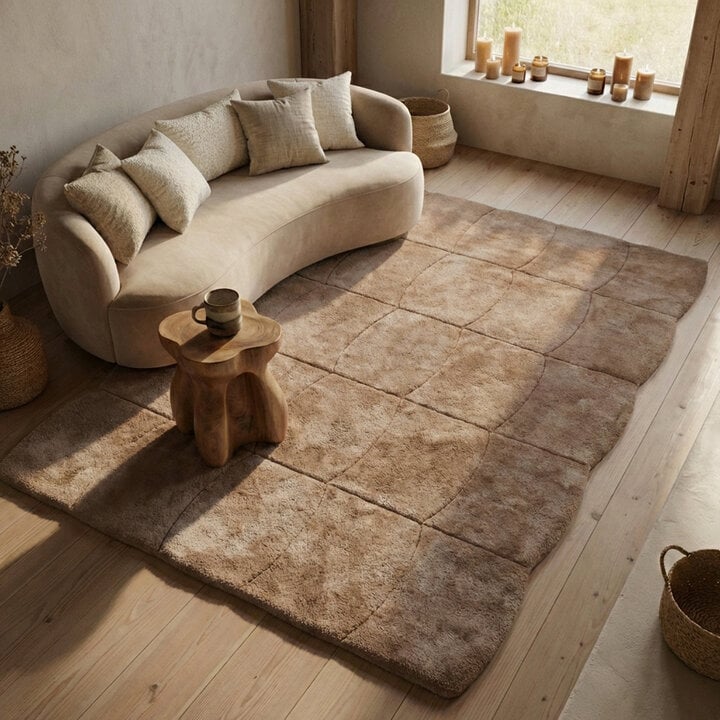 Organisch vloerkleed - Chester Blocks Bruin