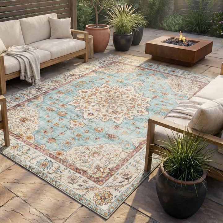 Vintage buitenkleed - Santo Medaillon Lichtblauw