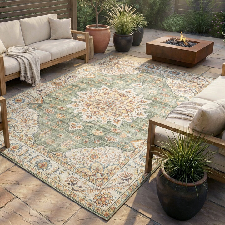 Vintage buitenkleed - Santo Medaillon Olijfgroen - 8