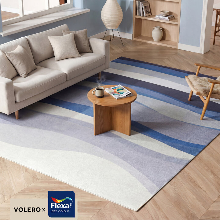 Geometrisch vloerkleed - Swing Waves Blauw