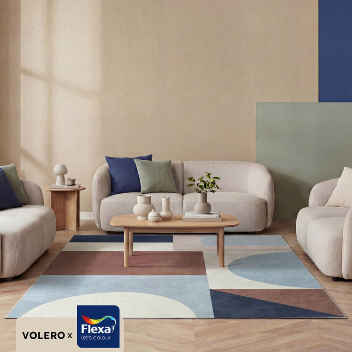 Geometrisch vloerkleed - Swing Shapes Blauw/Bruin